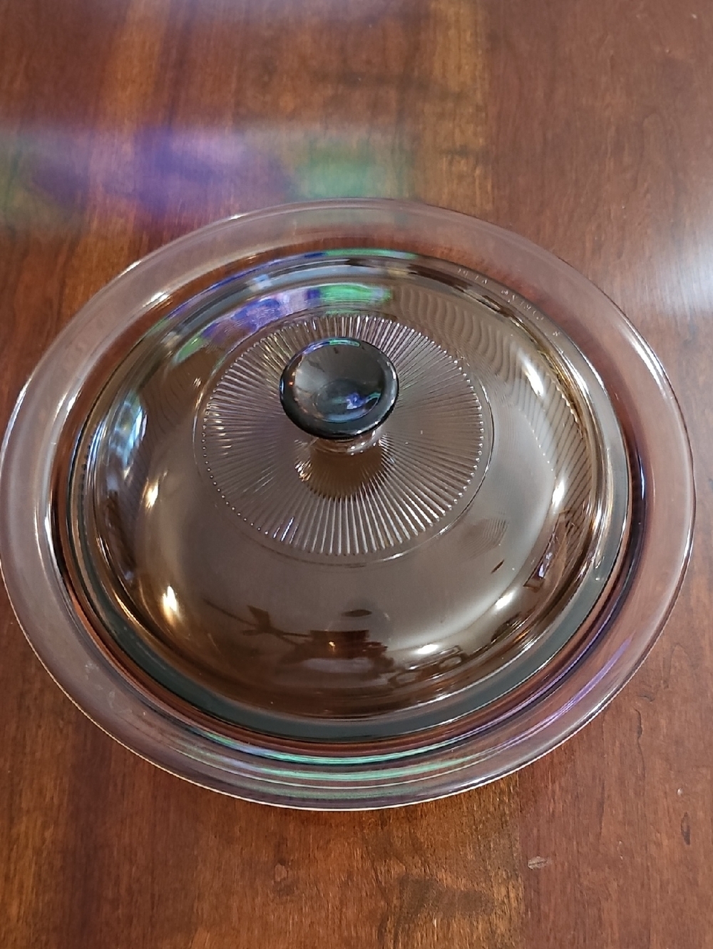 Vintage VISION Smoky Brown Glass Covered Casserole Dish
